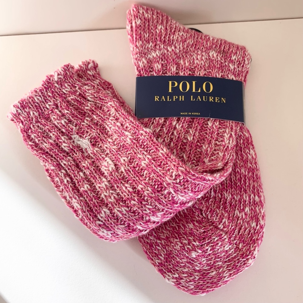 Ralph lauren Pink cable knit knee socks